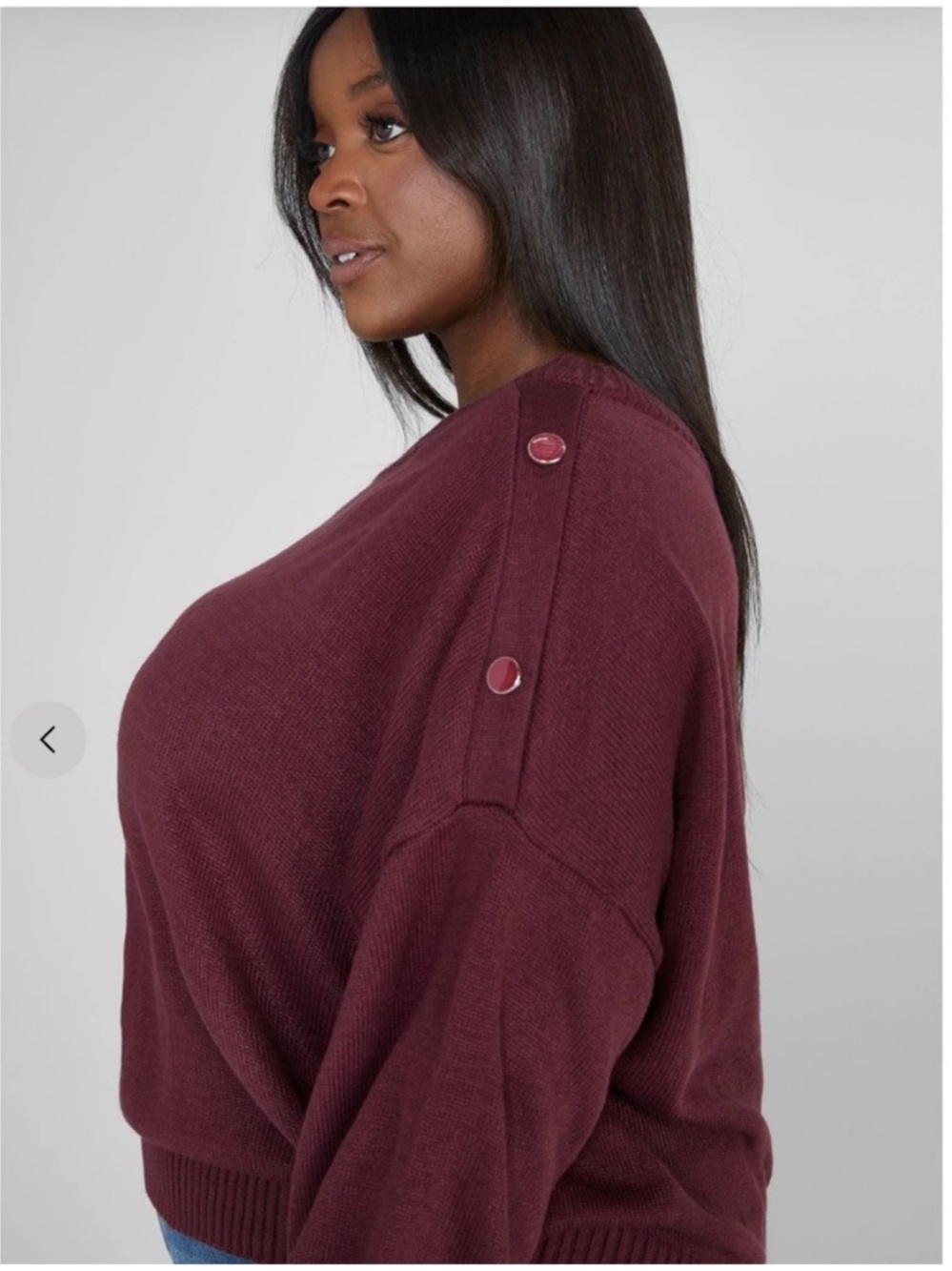 New Fashion To Figure Adrienne Plus Size Sweater Top Off Shoulder Burgundy Sz Xl — image 2 of 8